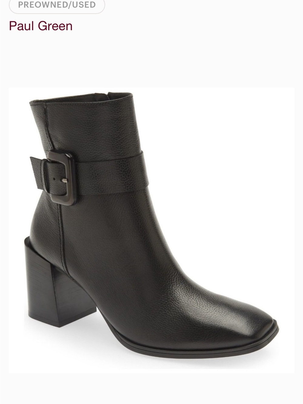 Paul Green Brown Leather Block Heel Ankle Boots